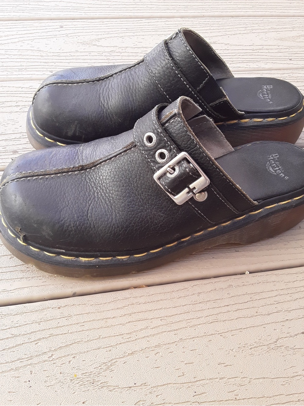 Vintage Dr. Martens 12595 Black Leather Buckle Mules Clogs - Women’s 9 / UK 7